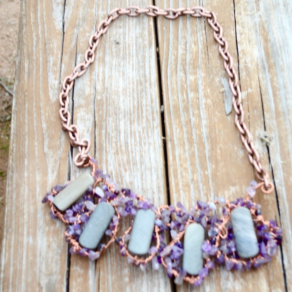 Amethyst Jasper Copper Reiki Bollywood Pendant - Picture 1 of 7
